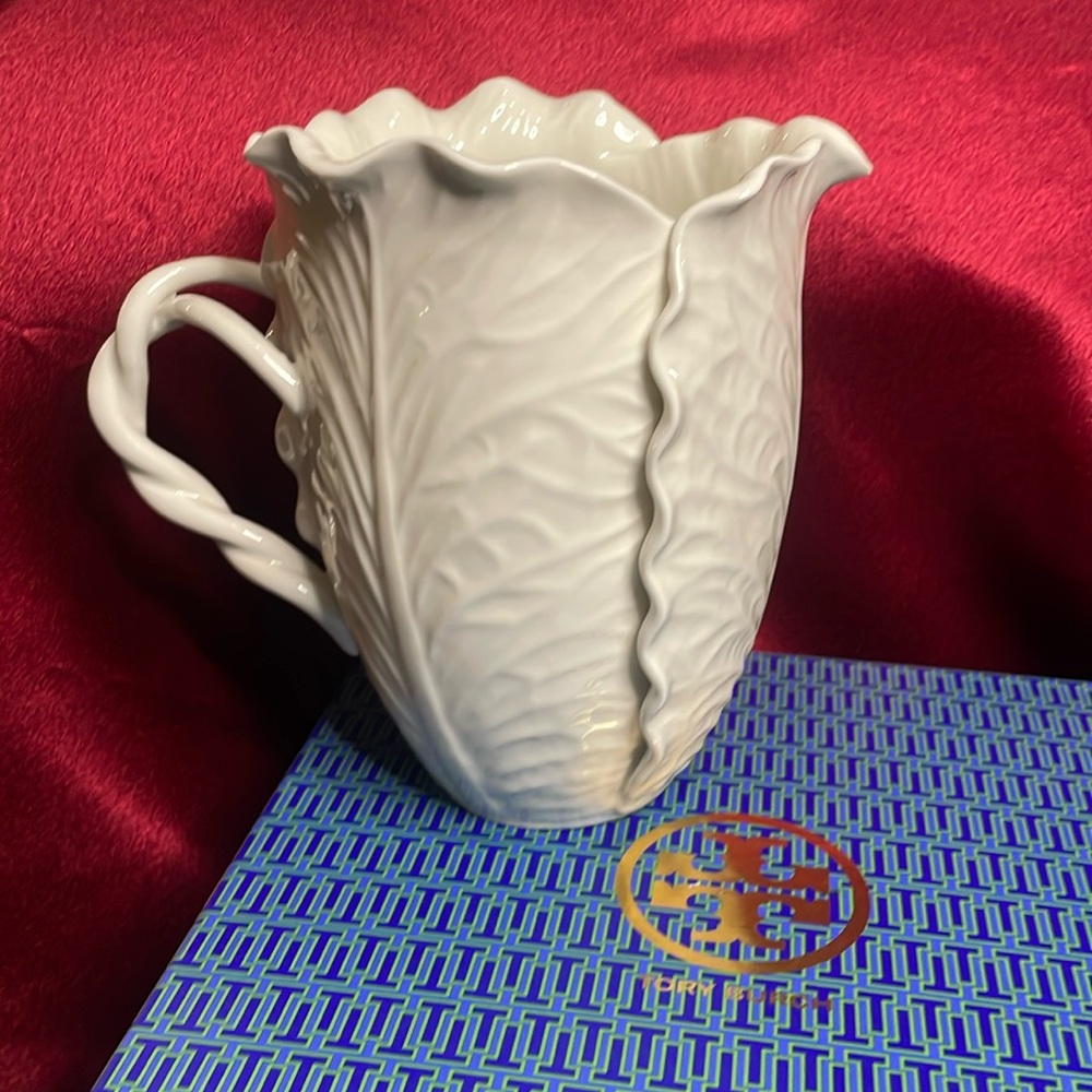 Tory Burch leaf pitcher new in box